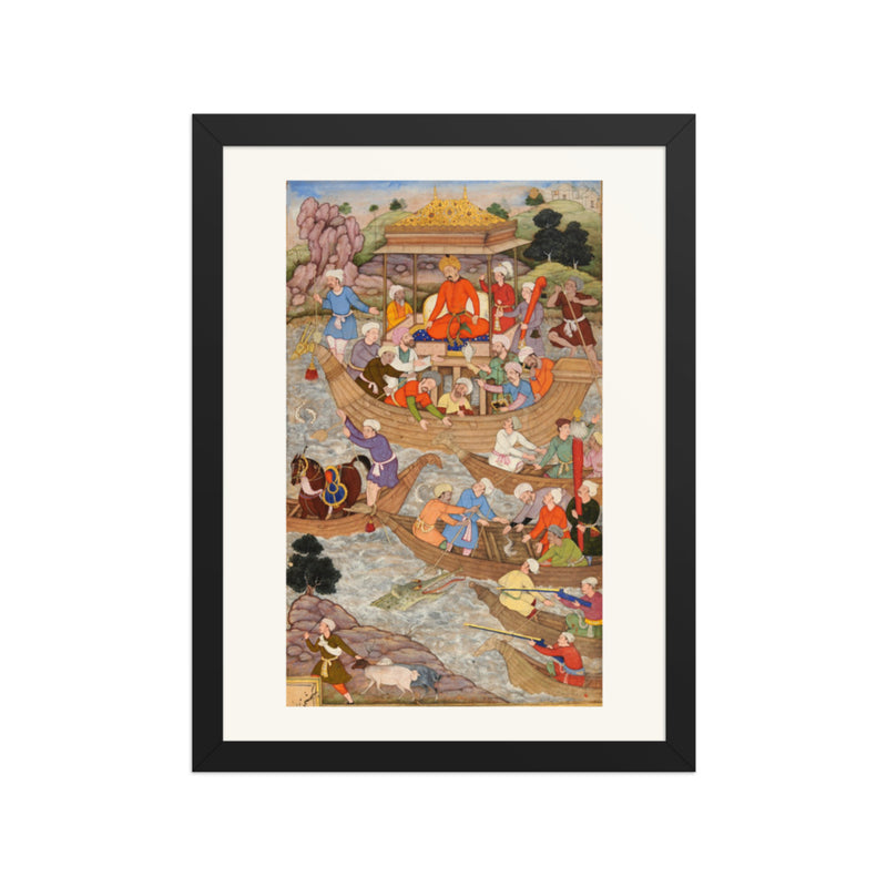 Babur Crosses the River Son — A Baburnama Folio