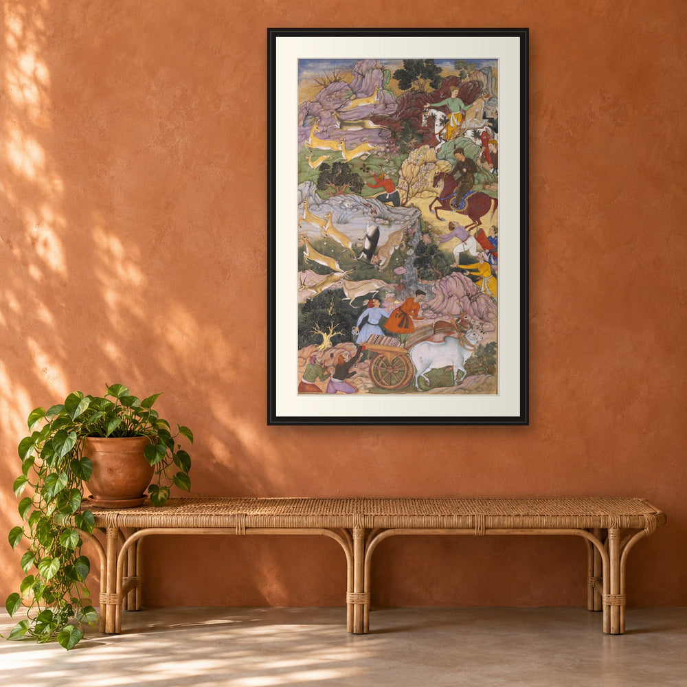 Akbar Hunting with Cheetahs — Akbarnama Folio | Restored Mughal Wall Art — view 5