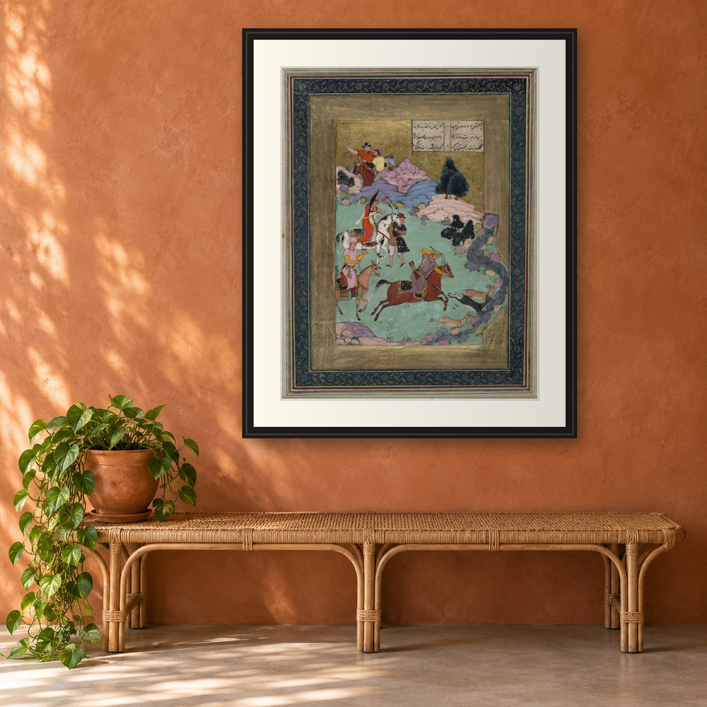 Bahram Gur Hunting — Shahnama Folio | Restored Mughal Wall Art — view 5
