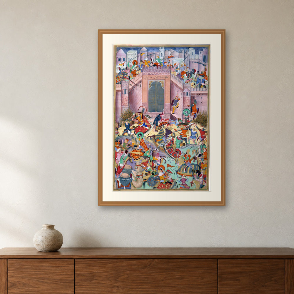 The Storming of a Fort — Restored Mughal Wall Art — view 3