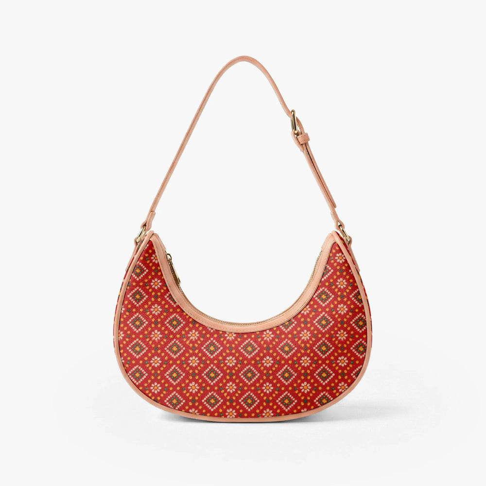 Bandhani — Red & Saffron Crescent Shoulder Bag — view 2