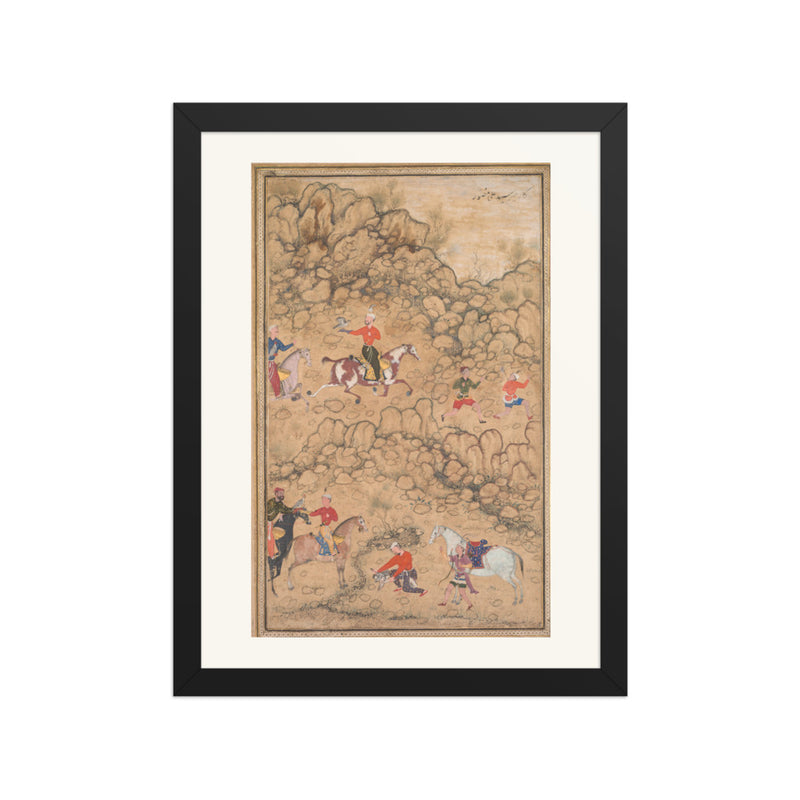 Hunting with falcons in a landscape