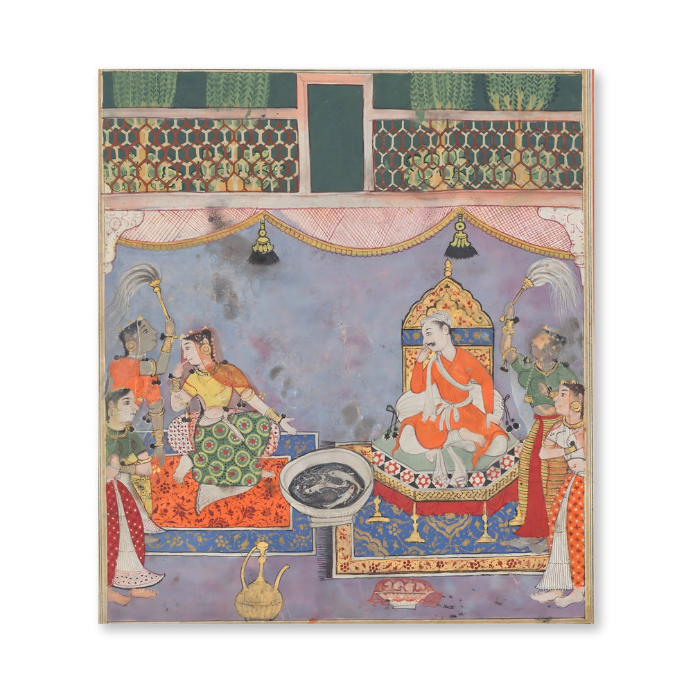 Kamjuy, the wife of the Raja, averts her face from the fishes, from a — view 4