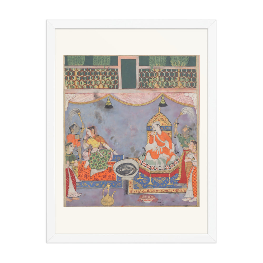 Kamjuy, the wife of the Raja, averts her face from the fishes, from a — view 3