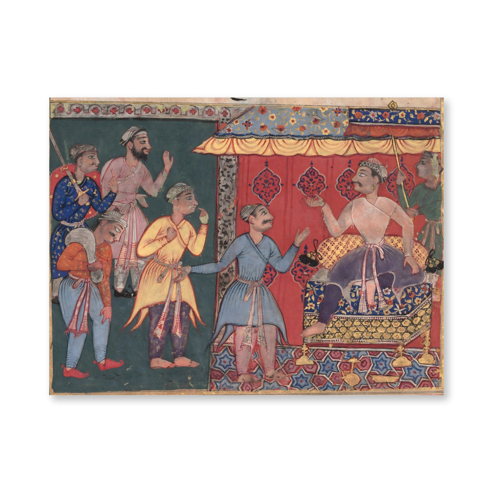 King Bhojaraja tries in vain to ascertain the whereabouts of the pearl — view 4