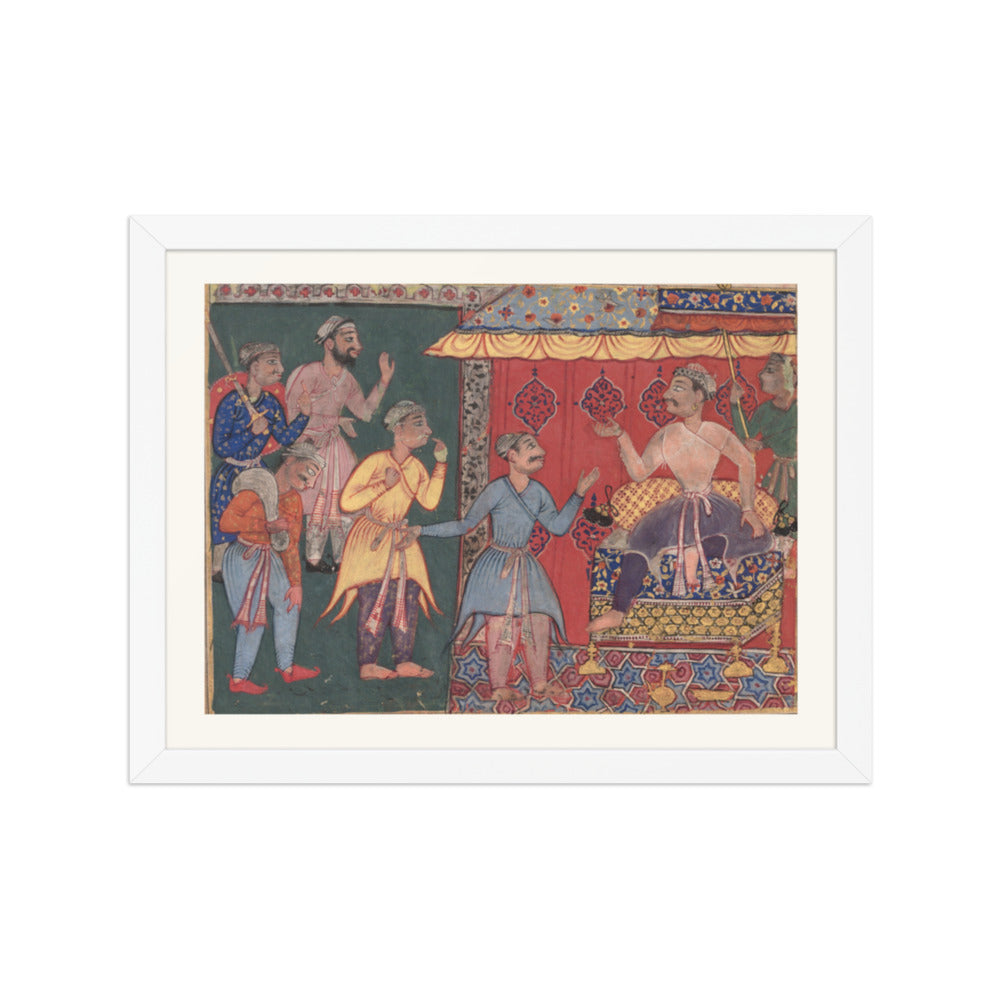 King Bhojaraja tries in vain to ascertain the whereabouts of the pearl — view 3