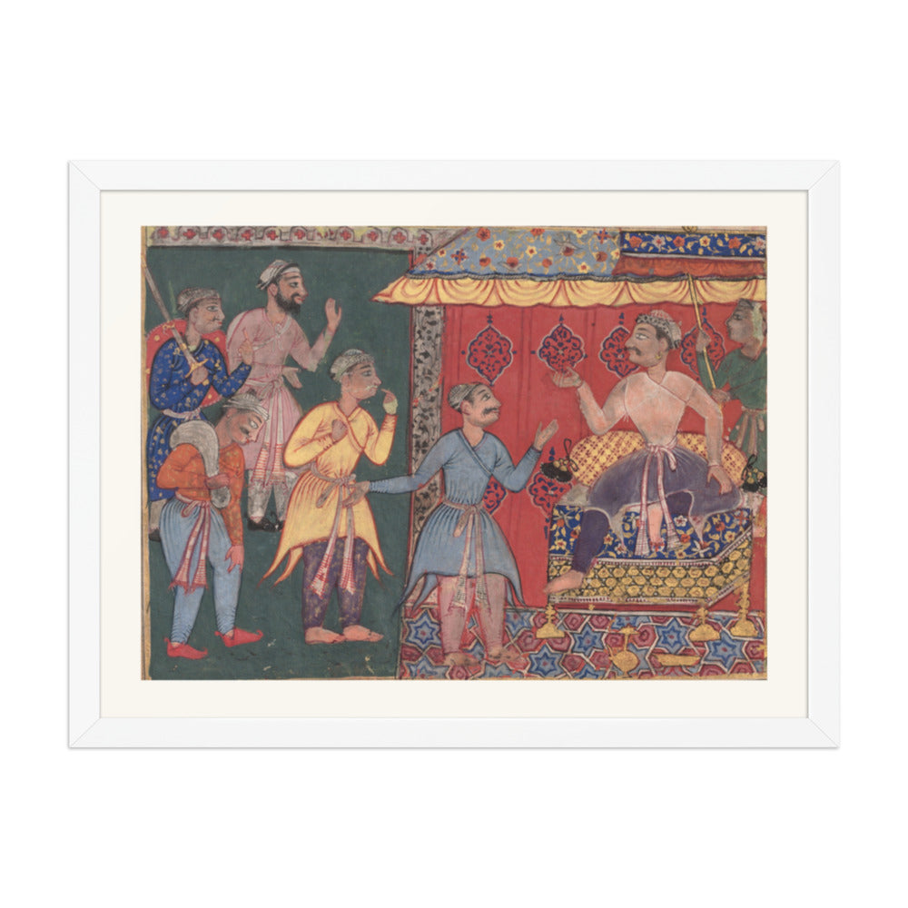 King Bhojaraja tries in vain to ascertain the whereabouts of the pearl — view 6