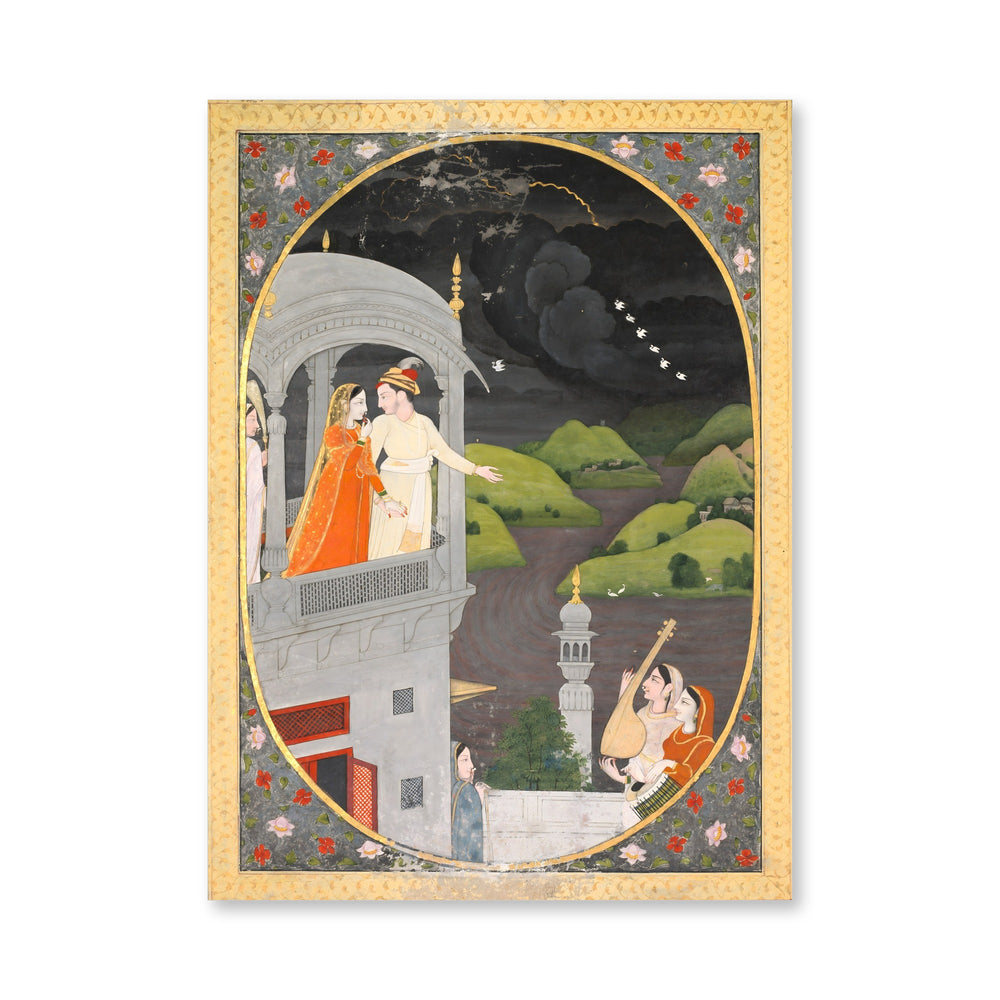 Royal lovers watching rain clouds: The month of Bhadon, from a Barahma — view 4