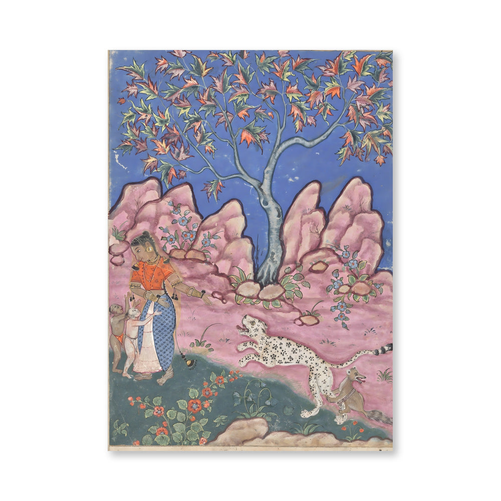 The woman conversing with her children, as the leopard returns, egged — view 8
