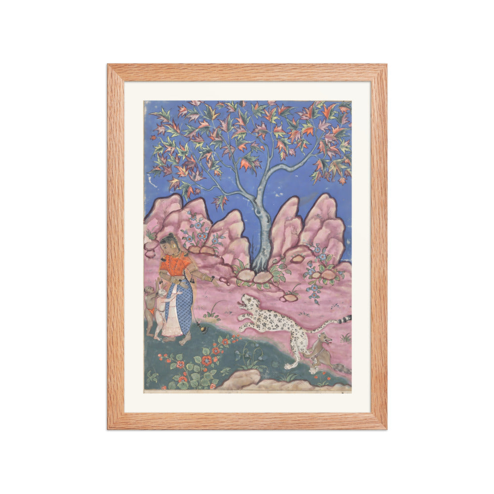 The woman conversing with her children, as the leopard returns, egged — view 2