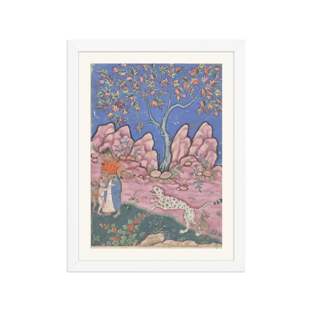 The woman conversing with her children, as the leopard returns, egged — view 3