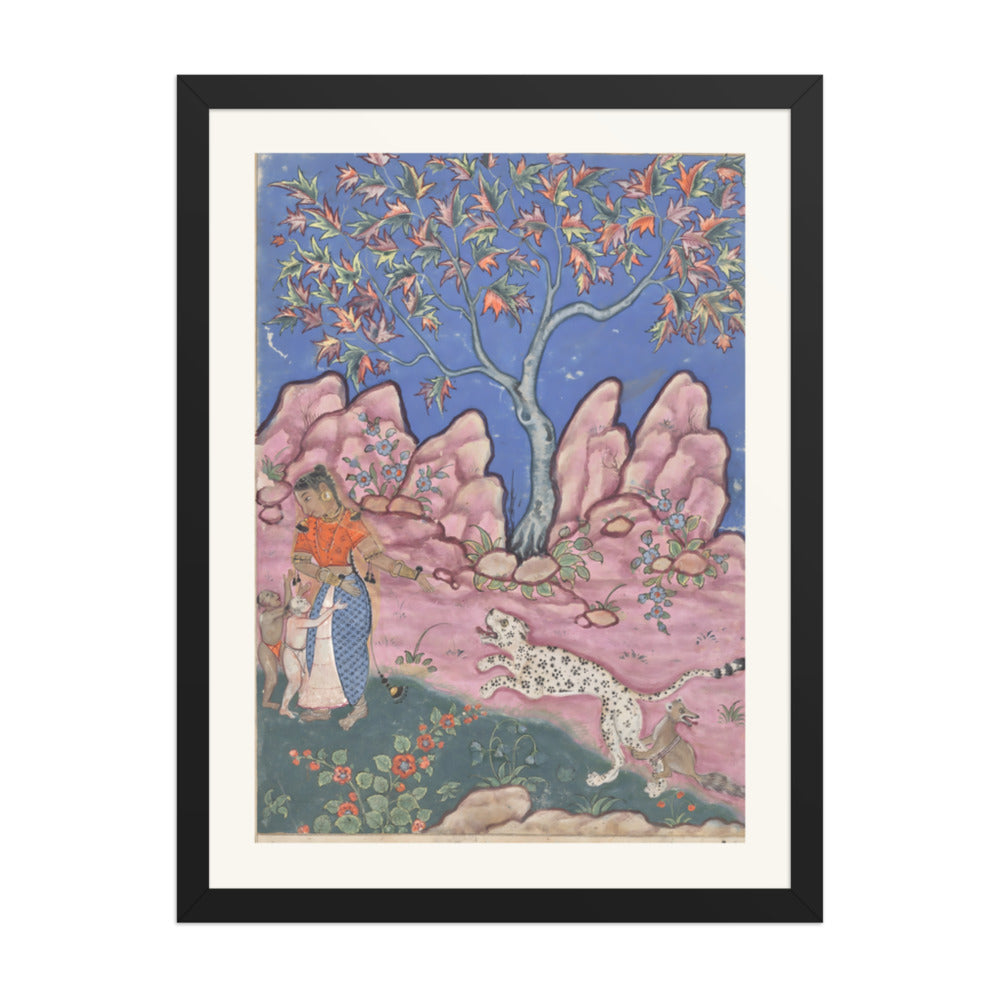 The woman conversing with her children, as the leopard returns, egged — view 4