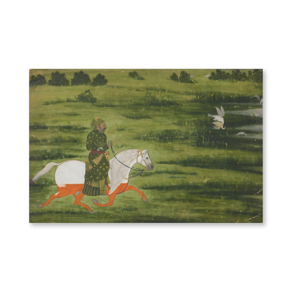 A mounted man hunting birds with a falcon — view 4