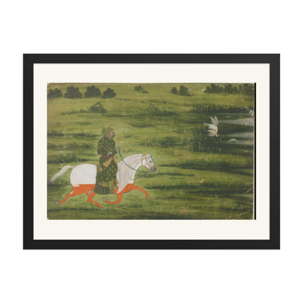 A mounted man hunting birds with a falcon — view 4
