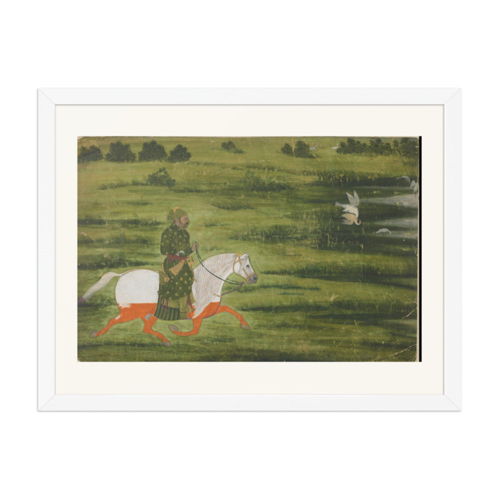 A mounted man hunting birds with a falcon — view 6