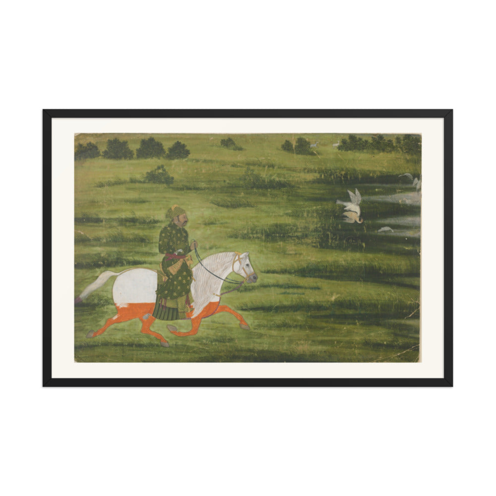 A mounted man hunting birds with a falcon — view 7