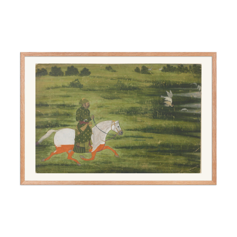 A mounted man hunting birds with a falcon — view 8