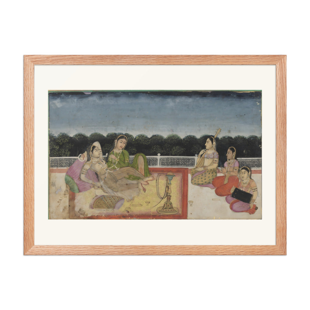 A Lady and attendant on a terrace at evening, with three women — view 2