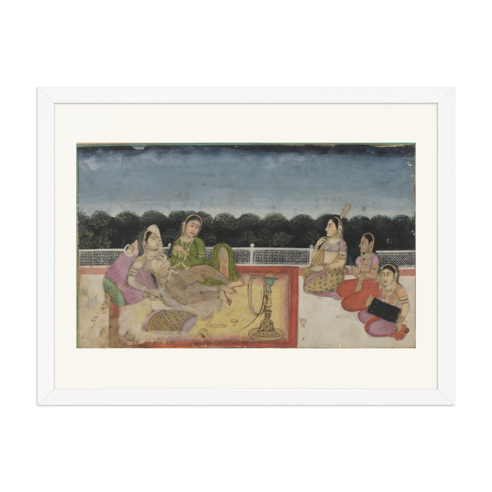 A Lady and attendant on a terrace at evening, with three women — view 3