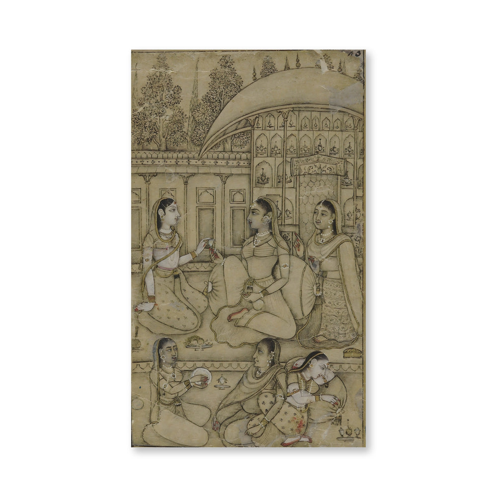 A lady and attendants seated in a courtyard — view 4