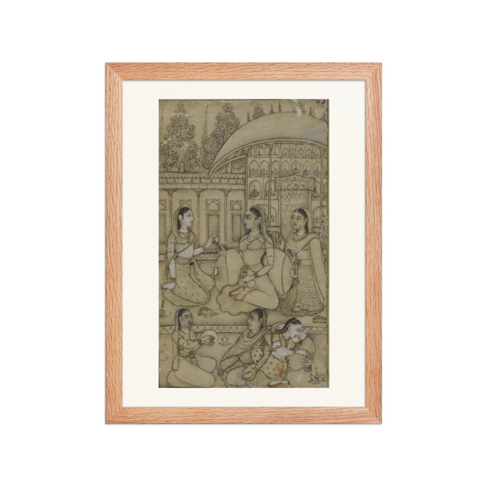 A lady and attendants seated in a courtyard — view 2