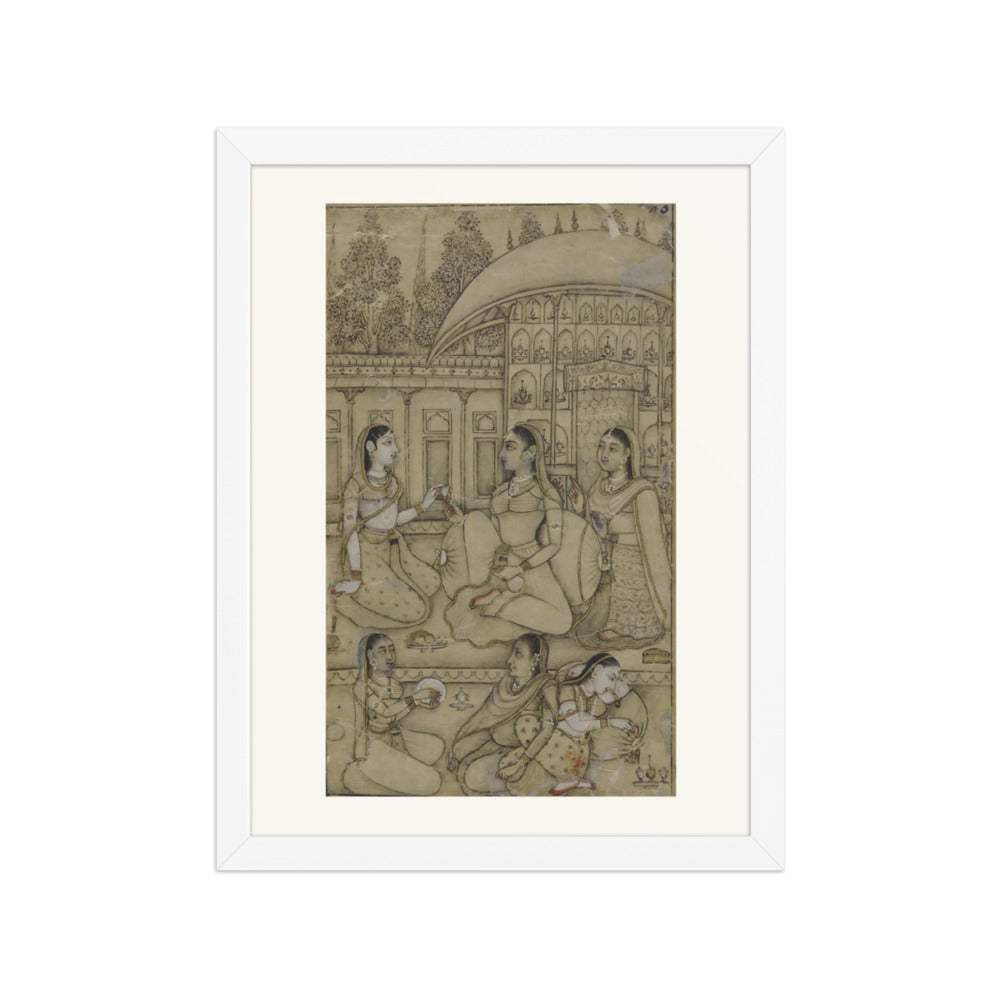 A lady and attendants seated in a courtyard — view 3