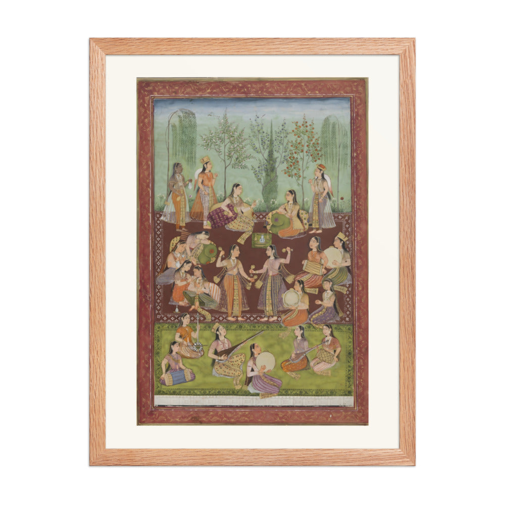 A group of women in a garden, entertaining themselves with music — view 2