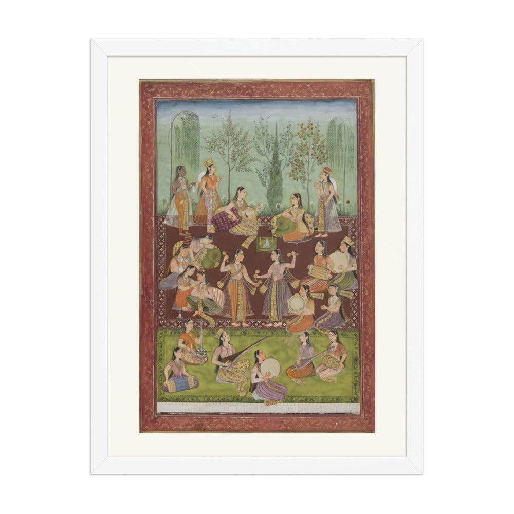 A group of women in a garden, entertaining themselves with music — view 3