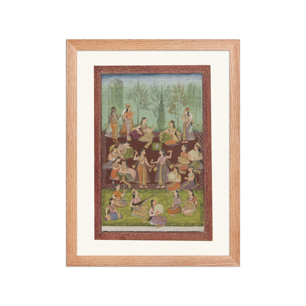A group of women in a garden, entertaining themselves with music — view 2