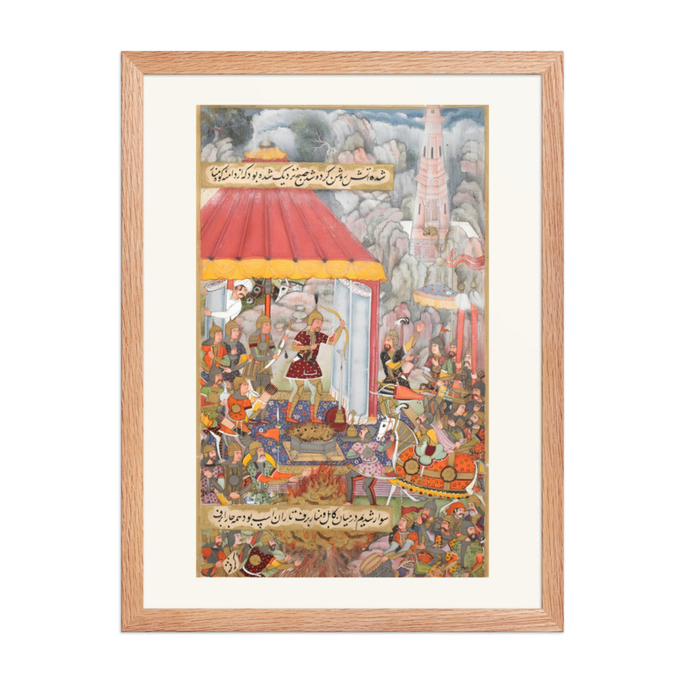 Babur and his troops warming themselves by fires on their way — view 2