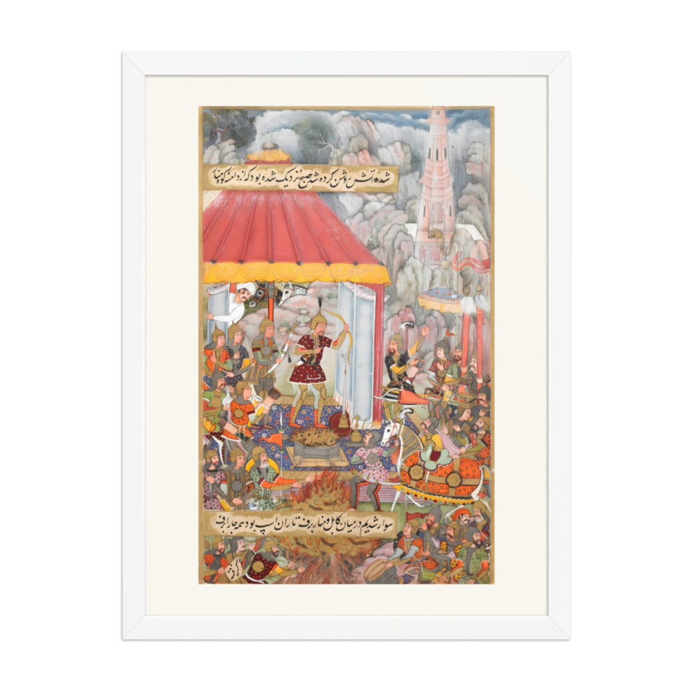 Babur and his troops warming themselves by fires on their way — view 3