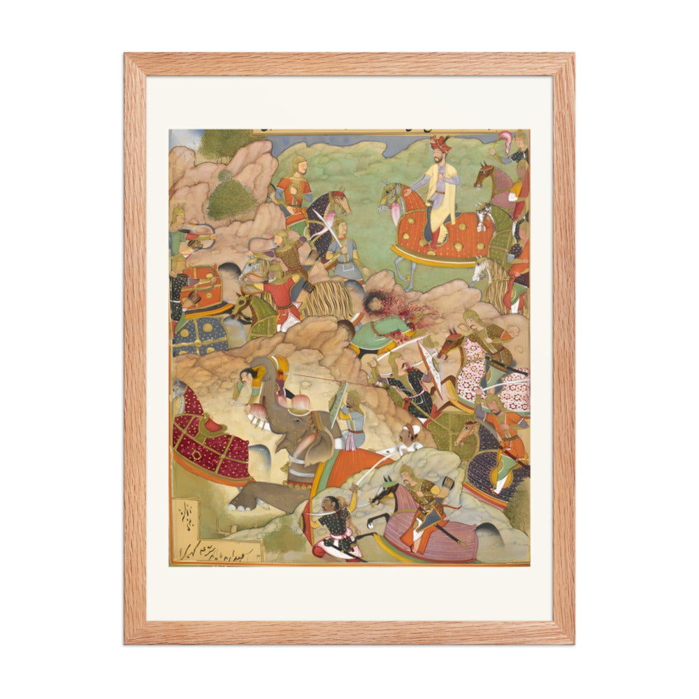 Humayun standing on rising ground watching his army in combat — view 2