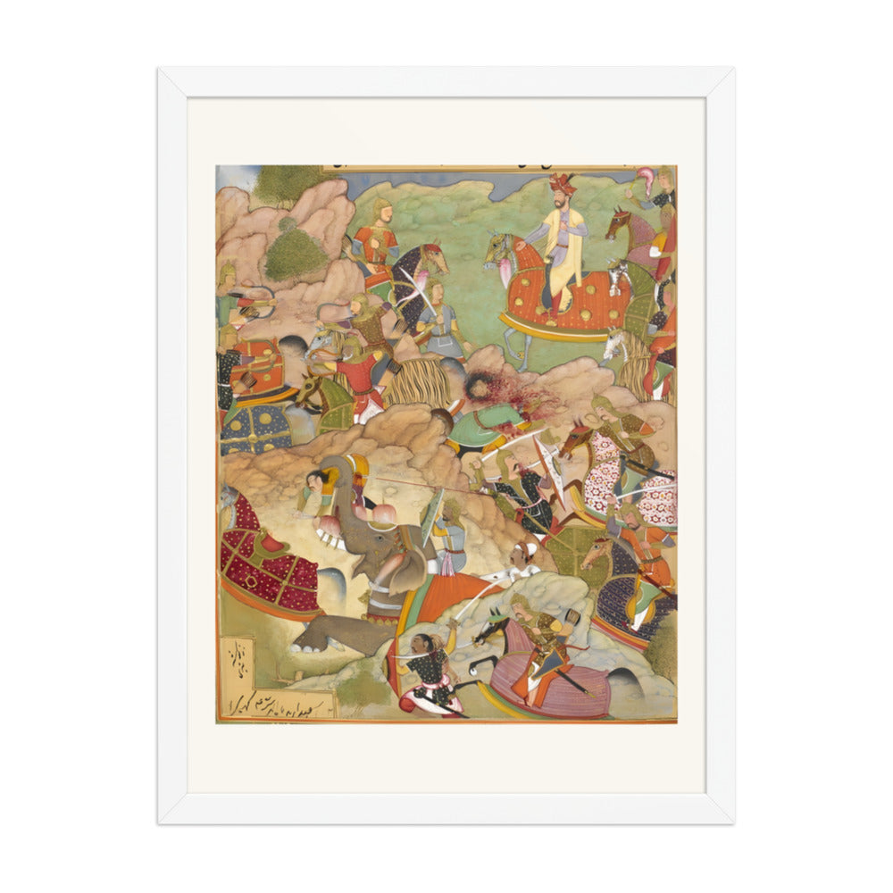 Humayun standing on rising ground watching his army in combat — view 3