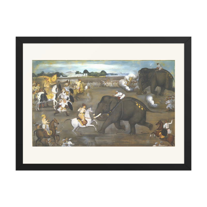 Prince Awrangzeb (Aurangzeb) facing a maddened elephant named Sudhakar