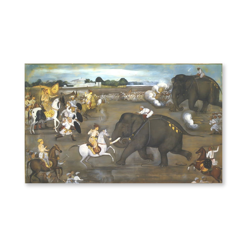 Prince Awrangzeb (Aurangzeb) facing a maddened elephant named Sudhakar — view 4