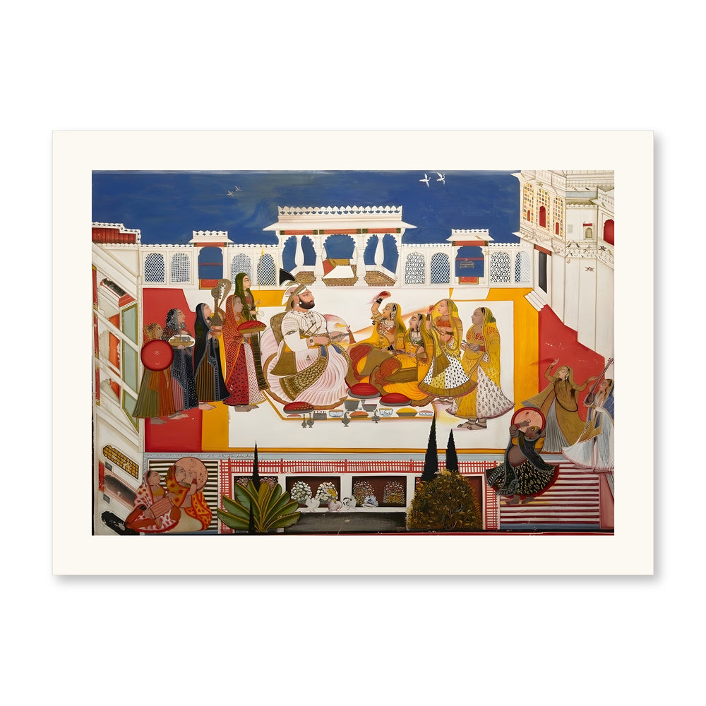 Rawat Gokal Das Celebrating Holi with His Consorts — view 4