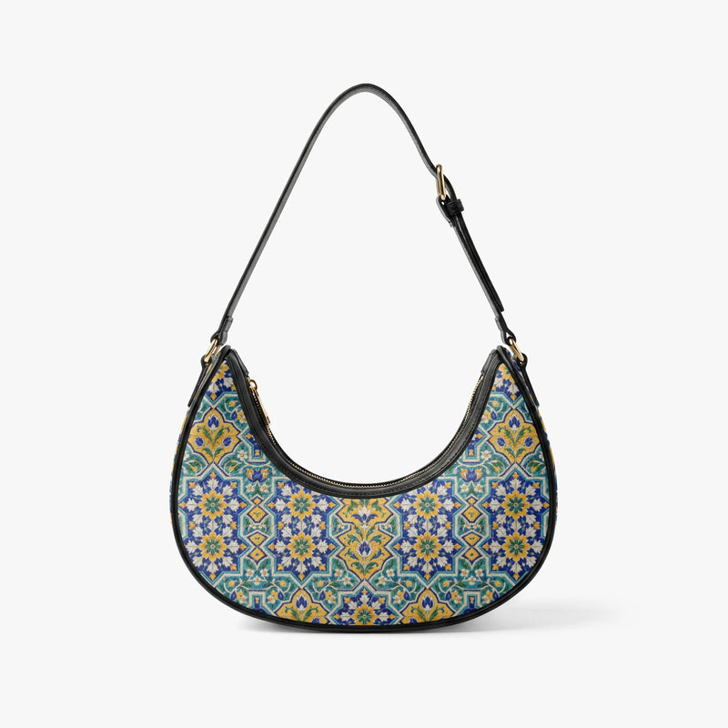 Kashi Tile — Lapis & Turquoise Crescent Shoulder Bag
