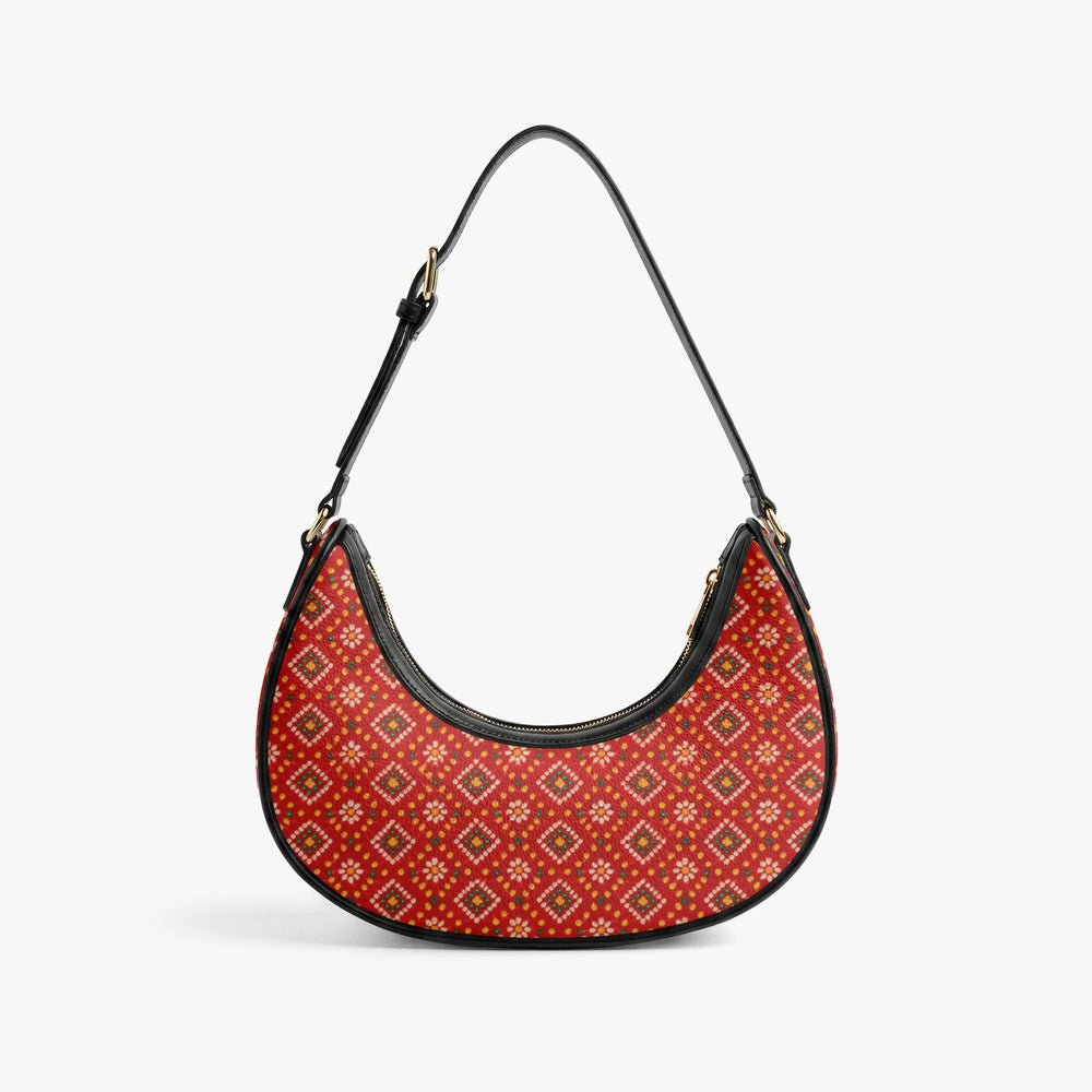 Bandhani — Red & Saffron Crescent Shoulder Bag — view 5