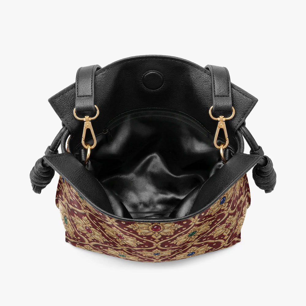 Shahi Zardozi — Wine & Gold Drawstring Pouch Bag — view 6