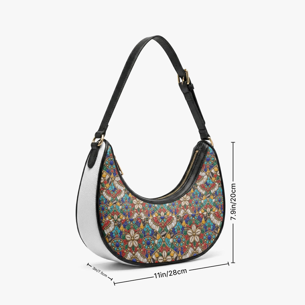Stone Mosaic — Jewel Tones Crescent Shoulder Bag — view 10