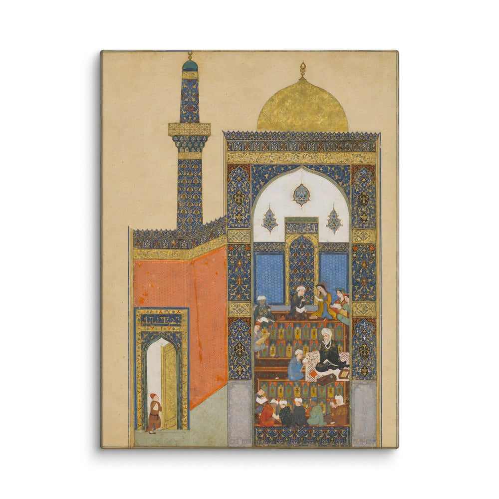Laila and Majnun at School — Khamsa of Nizami, Herat 1432 | Restored Persian Wall Art — view 12