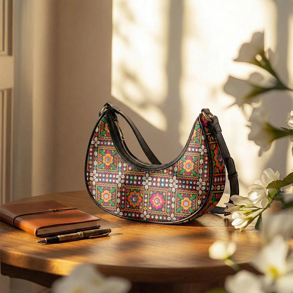 Kutch Mirror-Work — Multicolour Crescent Shoulder Bag — view 12