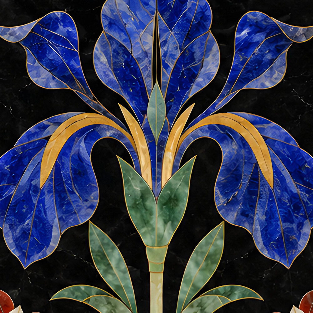 Pietra Dura Shower Curtain — Black Marble — view 5
