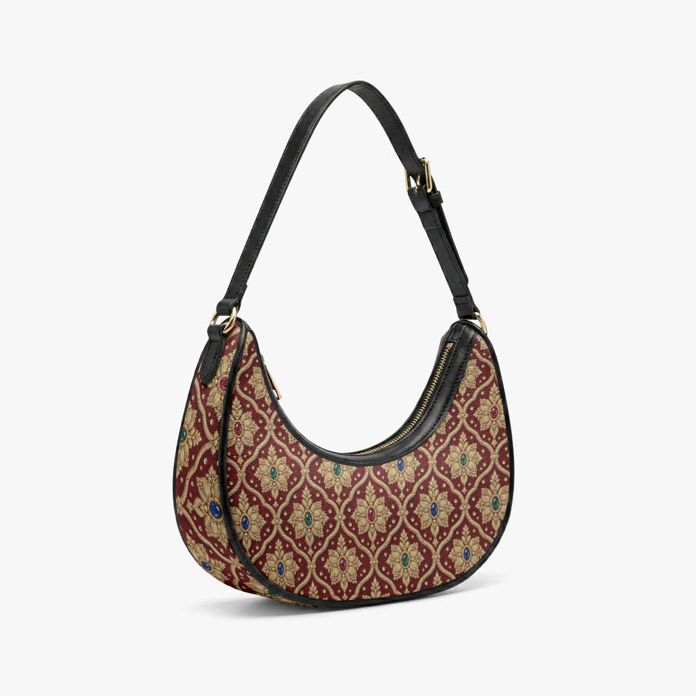 Shahi Zardozi — Wine & Gold Crescent Shoulder Bag — view 4