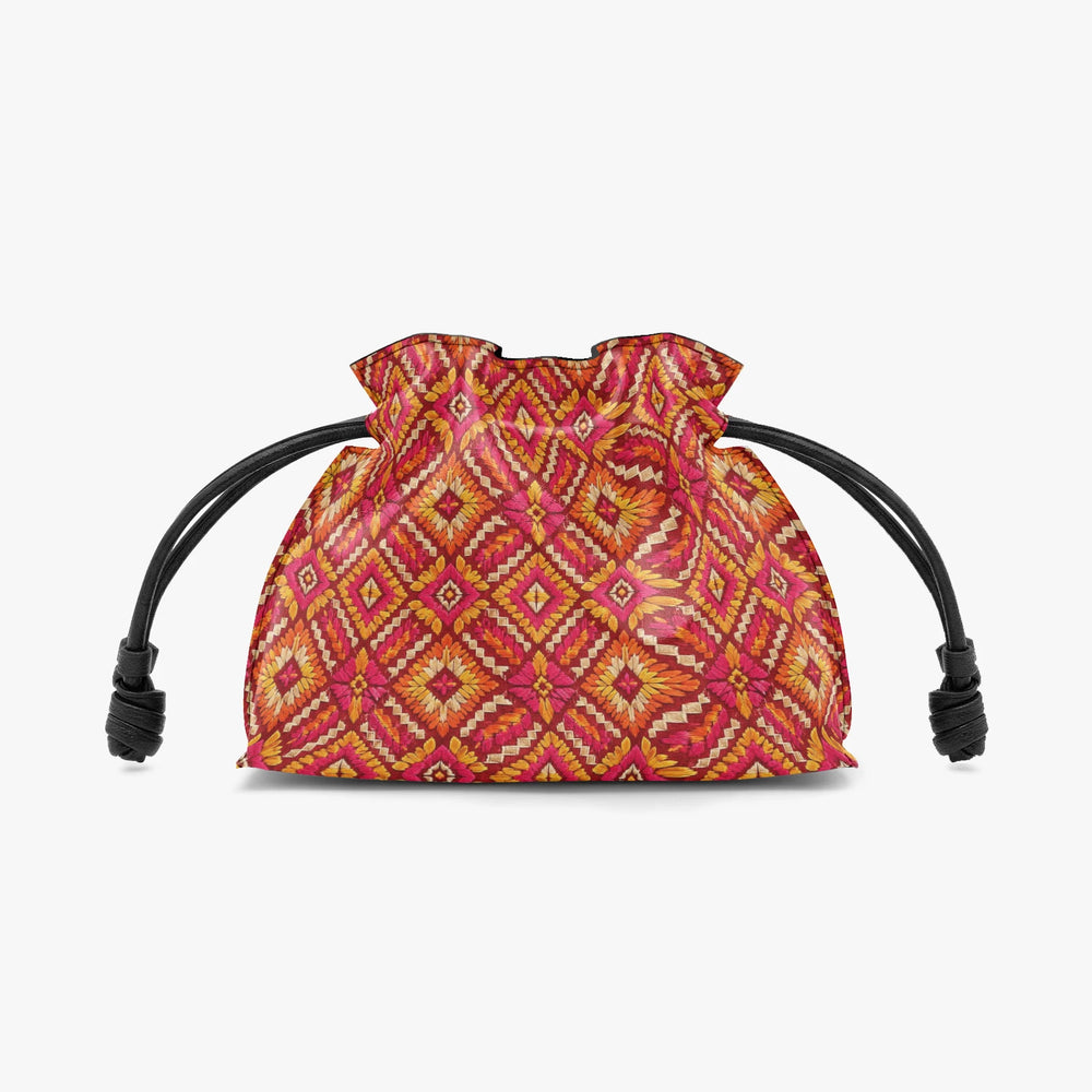 Phulkari — Saffron & Red Drawstring Pouch Bag — view 2