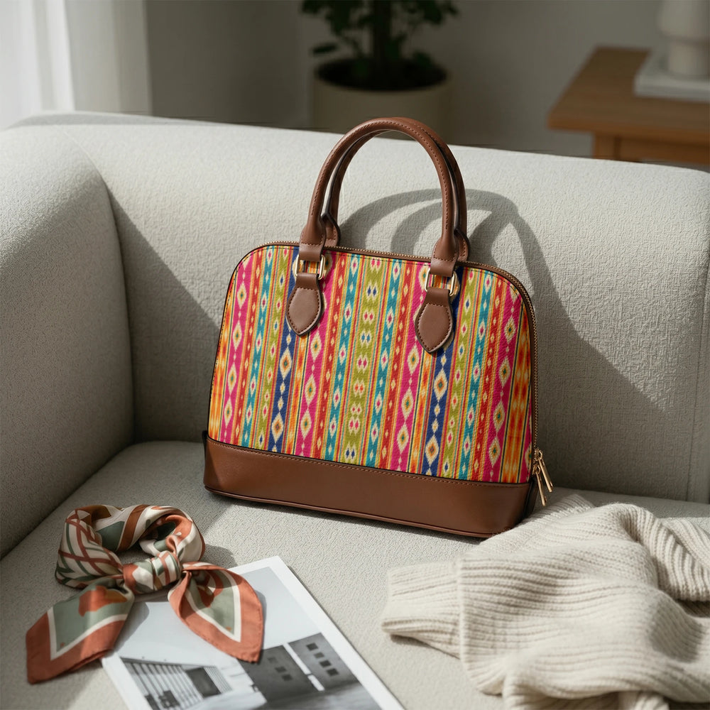 Mashru Ikat — Multicolour Stripe Dome Handbag — view 5