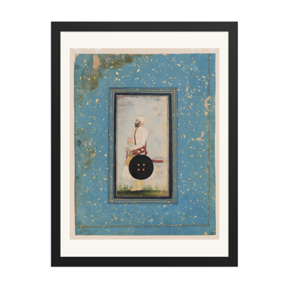 Portrait of a Mughal Officer — Restored Mughal Wall Art — view 1