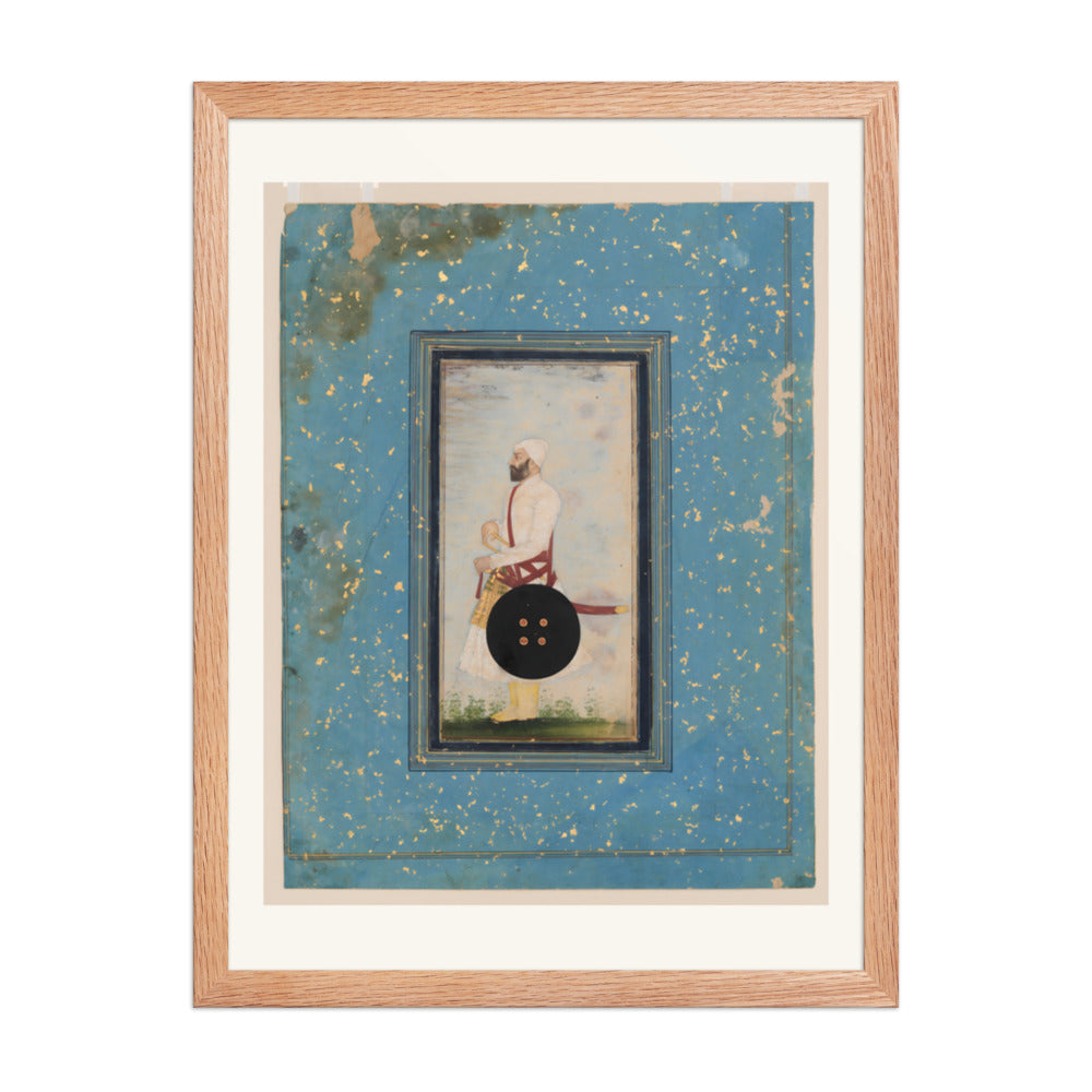 Portrait of a Mughal Officer — Restored Mughal Wall Art — view 3
