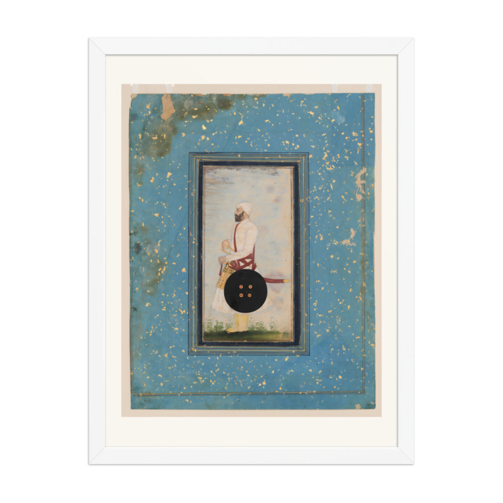 Portrait of a Mughal Officer — Restored Mughal Wall Art — view 5