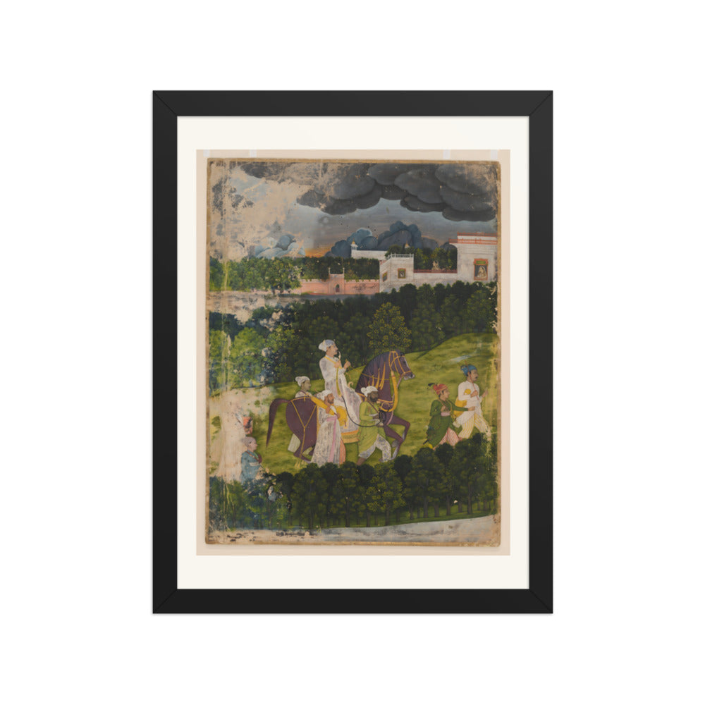 A Nawab in a Landscape — Restored Mughal Wall Art — view 2
